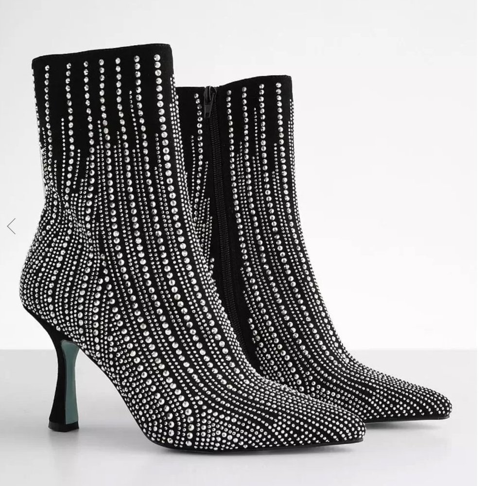 ❌SOLD❌BETSEY JOHNSTON Juelz Black Rhinestone BLING Boot 7.5 - Picture 5 of 6